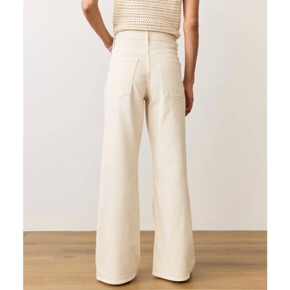 Marine Layer Charlie Wide Leg Pant in Ecru - Picture 2 of 6